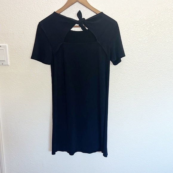 Loft Navy Blue Keyhole Tie Back Mini Short Sleeve Dress - Picture 4 of 7